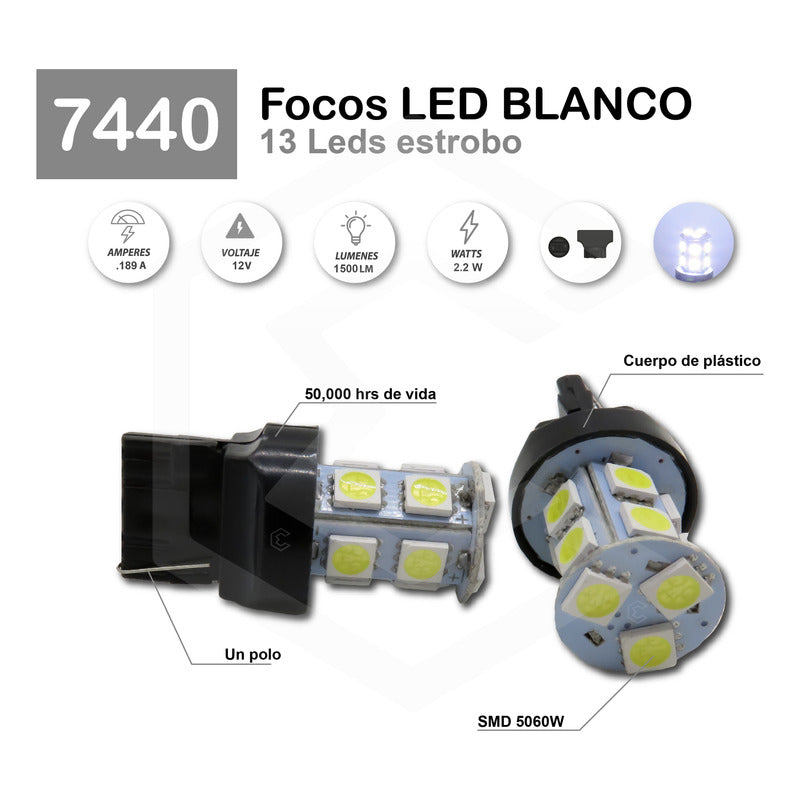 2 Focos 1157 1156 1176 3157 7440 7443 13 Leds  Estrobo 12v