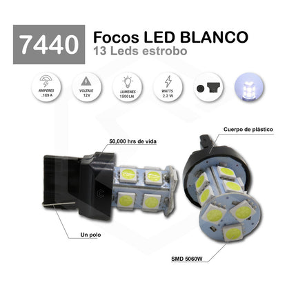 2 Focos 1157 1156 1176 3157 7440 7443 13 Leds  Estrobo 12v