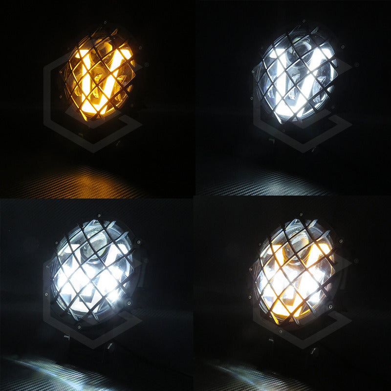 Par De Faros 7'' 30 Leds 4 Lupas Bicolor En V Rejilla 12-24v