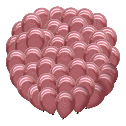 Bolsa 50 Globos Rosa Metálico #10 Adorno Fiesta Y Boda Latex Rosa Metálico