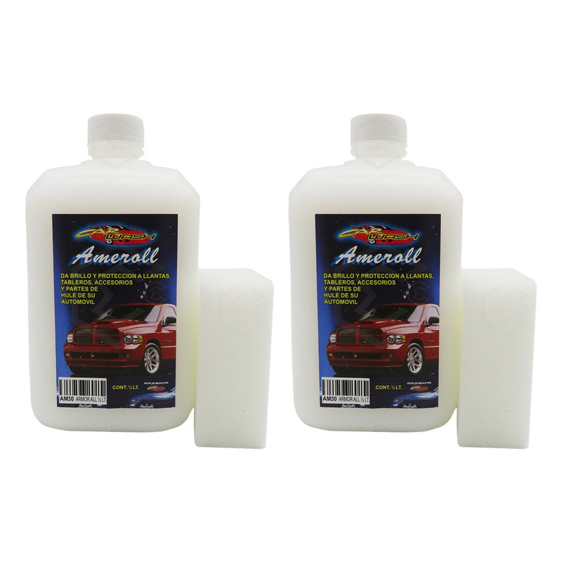 2 Abrillantador Protección Hule Plástico Cn 2 Esponjas 500ml Blanco