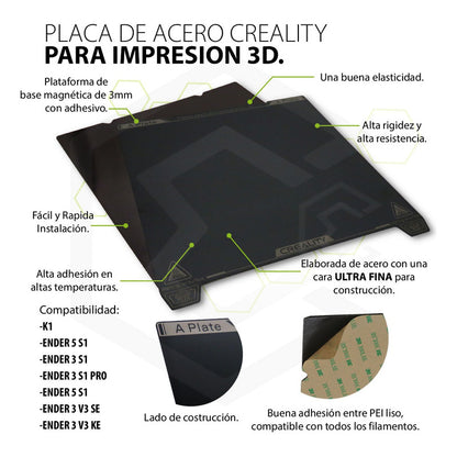 Placa Acero 3d Creality Oficial 1 Cara Para Ender 3 / 5 K1