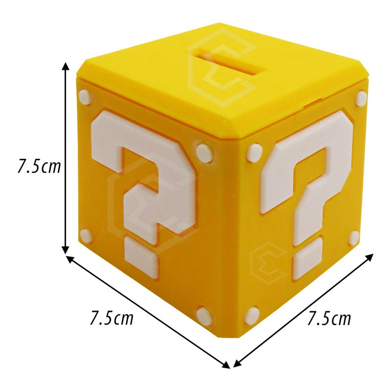 Alcancía Caja Cubo Mario Bross Imán 3d Question Block 7.5cm