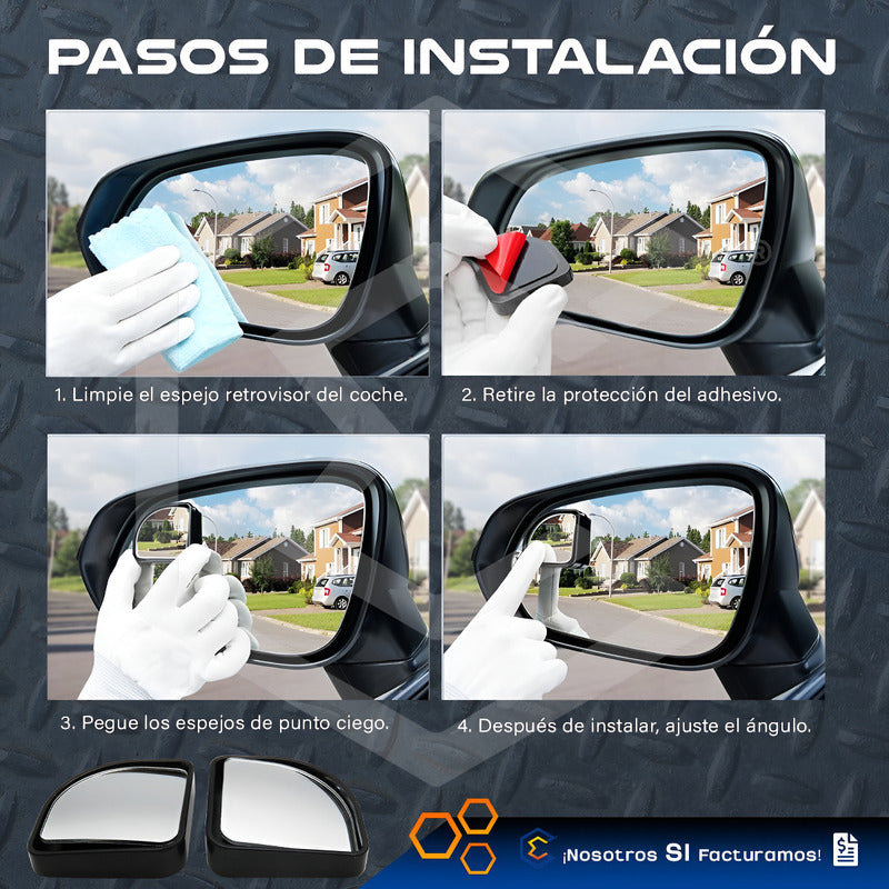 2 Espejos Concavo Universal Adherible Movible Cuadrado 5cm