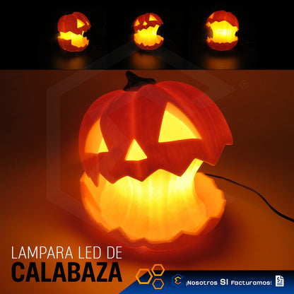 Lámpara Calabaza Luz Led Halloween Decoracion Impresión 3d Naranja
