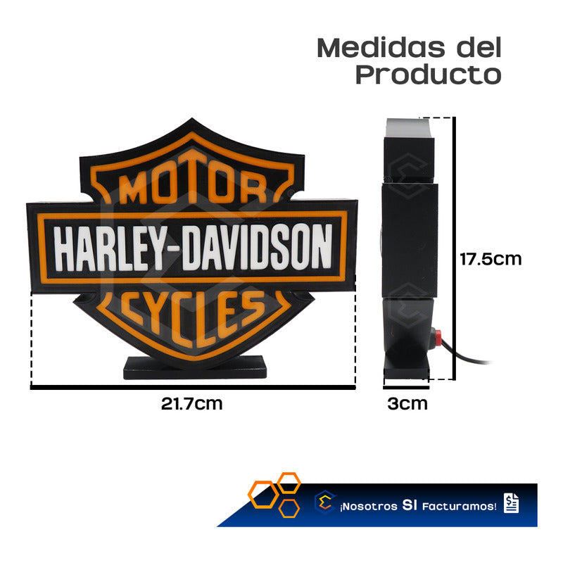 Lampara De Led Harley Davidson Escritorio Decoración 3d Petg Harley