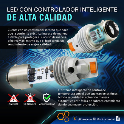 Par De Focos 1157 12 Leds Csp Canbus Fijo 10-60v 11w 1100lm