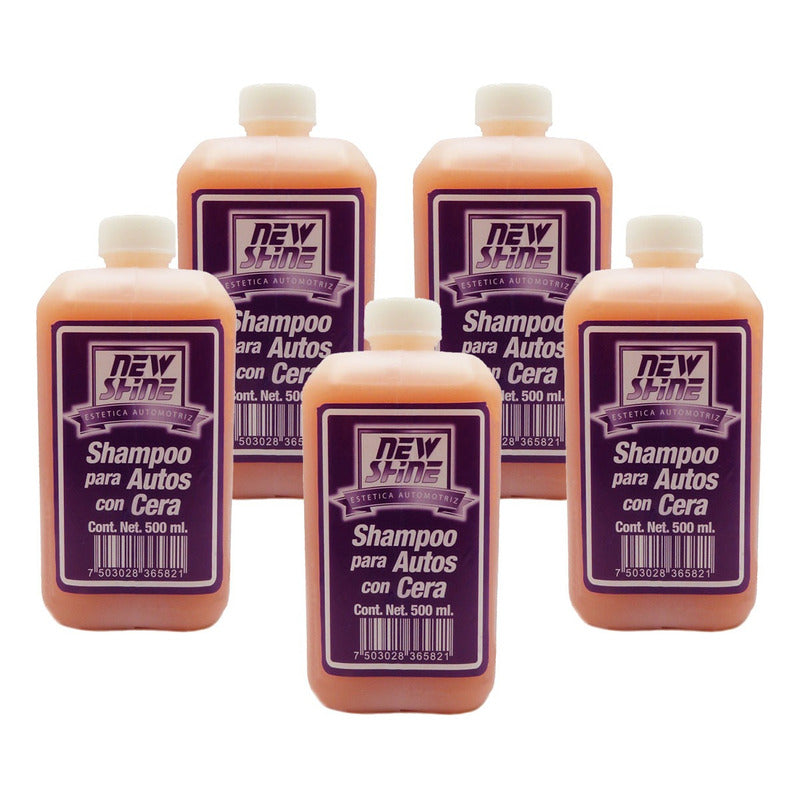 5 Shampoo Para Auto Con Cera Excelente Brillo 500ml