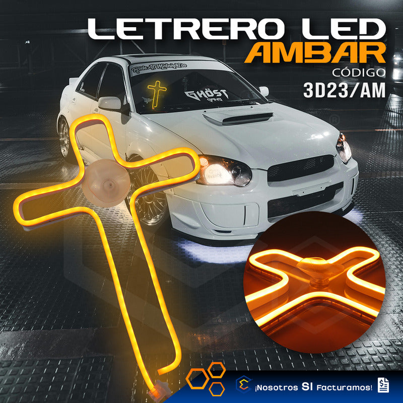 Figura Cruz Led Luz Neon Parabrisas Chupón Grande 26cm 12v