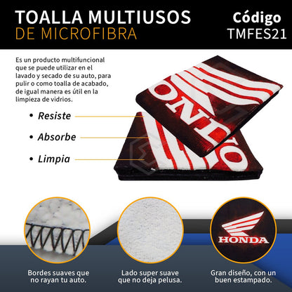 Toalla Microfibra Roja Moto Honda Gold Wing Cbr Navi 55x40