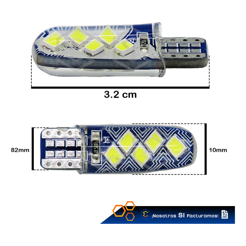 Par De Focos De Pellizco T10 10 Leds Smd Silicón Mosaico 12v