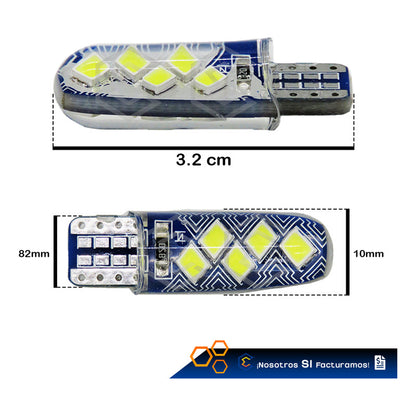 Par De Focos De Pellizco T10 10 Leds Smd Silicón Mosaico 12v