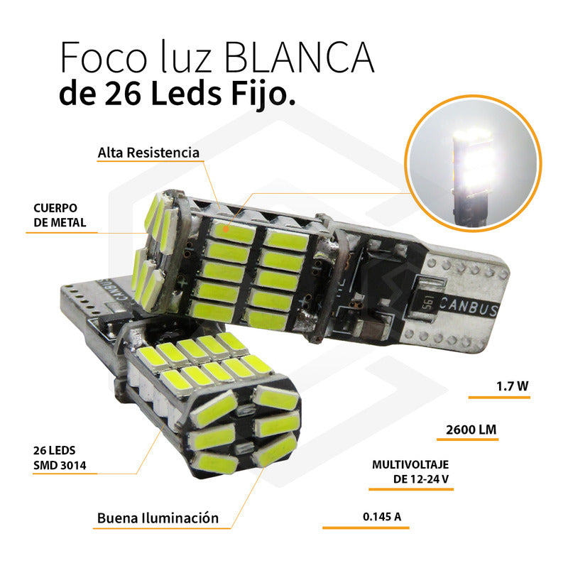 Kit 10 Focos De Pellizco 26 Led Canbus Smd Super Potente 12v