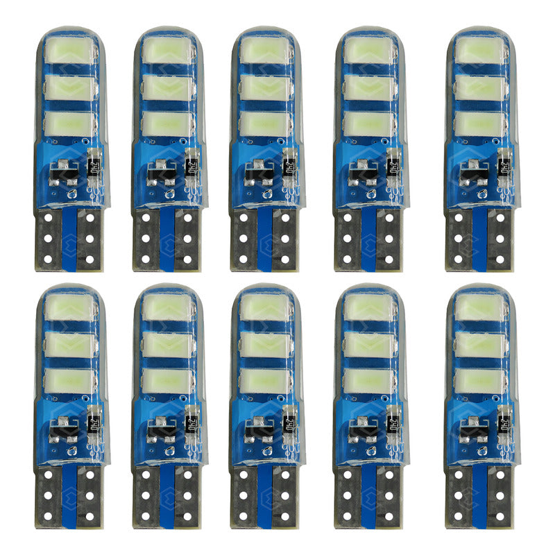 Kit 10 Focos De Pellizco 6 Leds Smd T10 Gel Luz Estrobo 12v