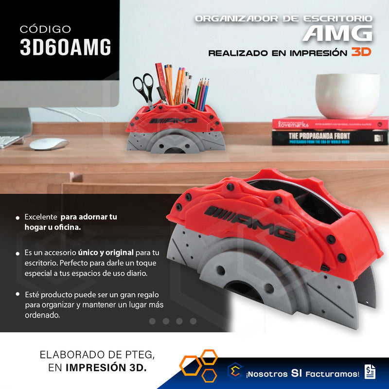 Porta Lápices Organizador De Escritorio Amg Caliper 3d Petg