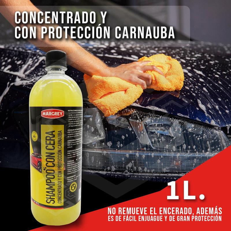 Shampoo Con Cera Platinum Auto Moto 1lt Alta Espuma Margrey