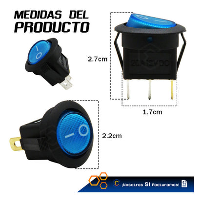 Switch Interruptor De Tecla Redondo 1 Paso Con Luz 1 Pieza