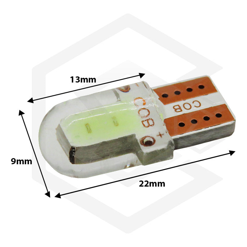 Kit 5 Pares  Focos Led Cob Pellizco T10 Silicon Auto Moto