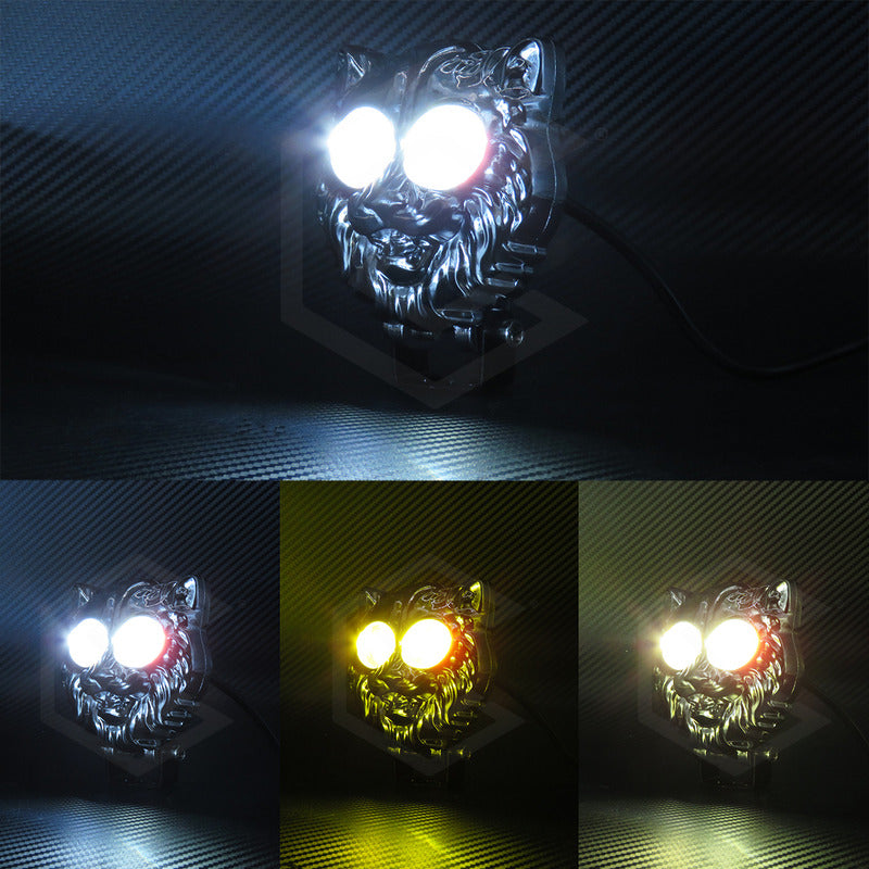 Par De Faros 6 Leds 2 Lupas Bicolor Fijo Estrobo Puma 12-24v