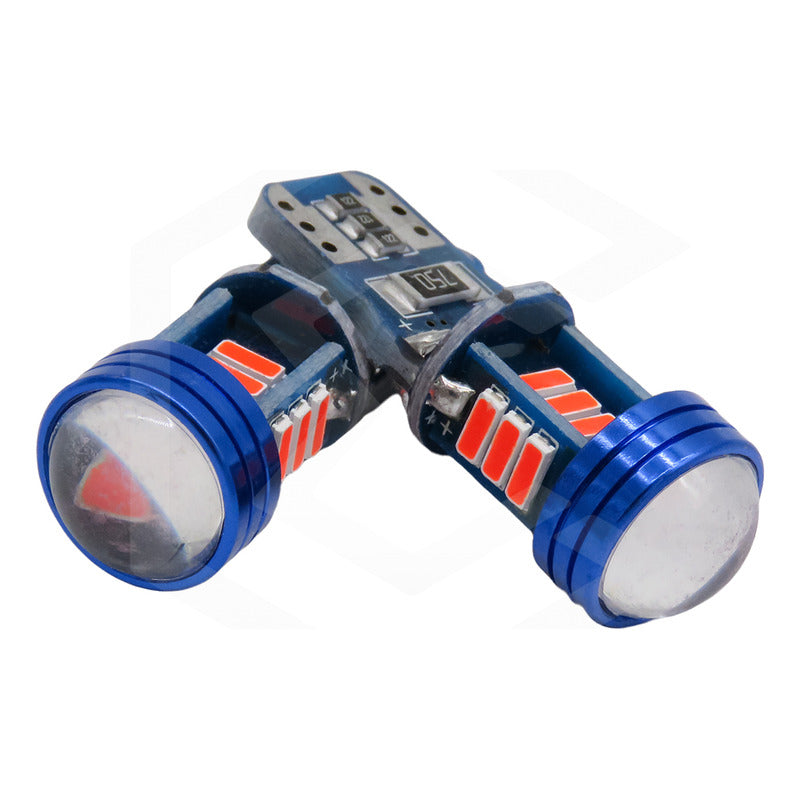 Kit 10 Focos De Pellizco T10 15 Led Canbus Con Lupa 4010 12v