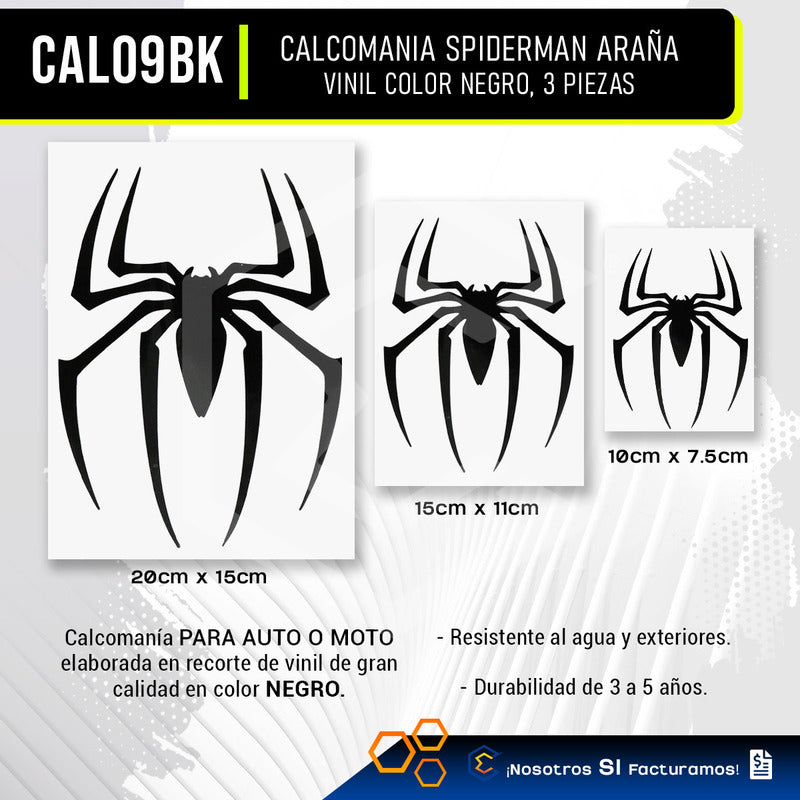10 Calcomanía Spiderman Araña Sticker Vinil Auto Moto 3 Pzas