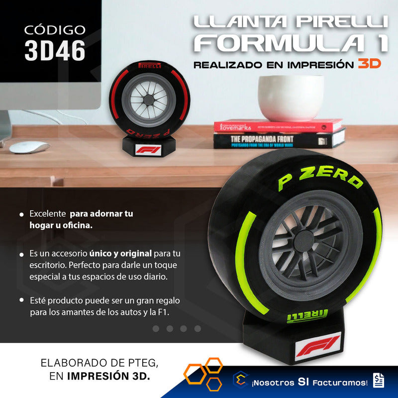 Llanta Fórmula 1 Pirelli P Zero Decorativa 19cm Impresión 3d