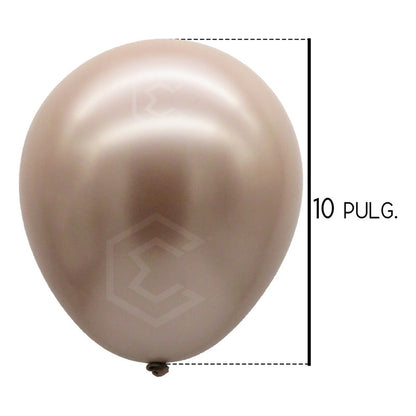 Bolsa 50 Globos Café Arena Metalico #10 Fiestas Bodas Latex Café Arena Metalico