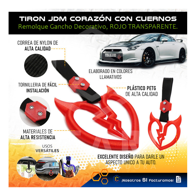 Tiron Corazon Cuernos Jdm Tsurikawa Remolque Gancho Decorati