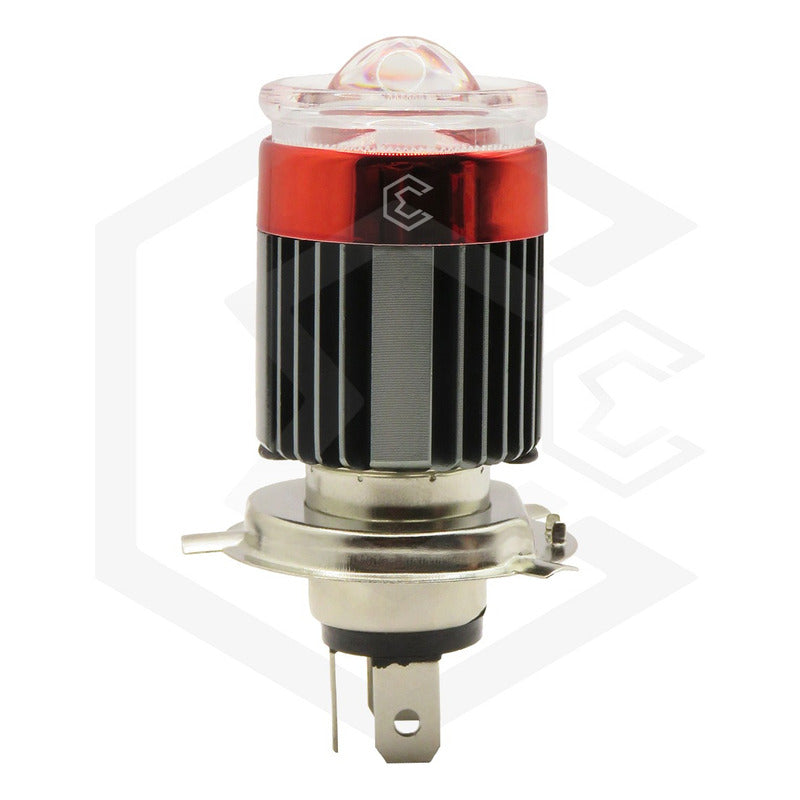 Foco Moto H4 Lupa Proyector Ba20d 24 Led Bicolor 4 Funciones