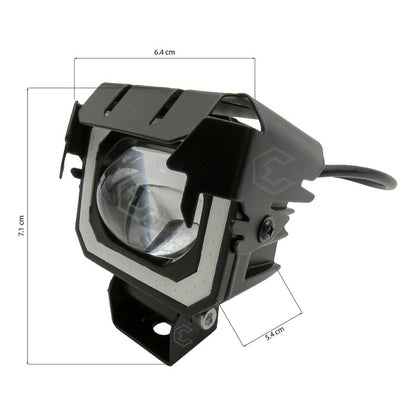 Par De Faros Con Lupa Aro Luz Led Cob Neón 4 Funciones 12-24