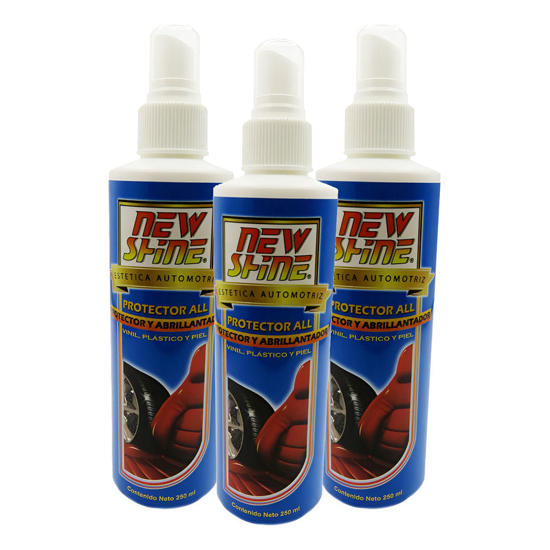 3 Protector All Brillo Renueva Vinil Plastico Piel Sin Aroma Blanco