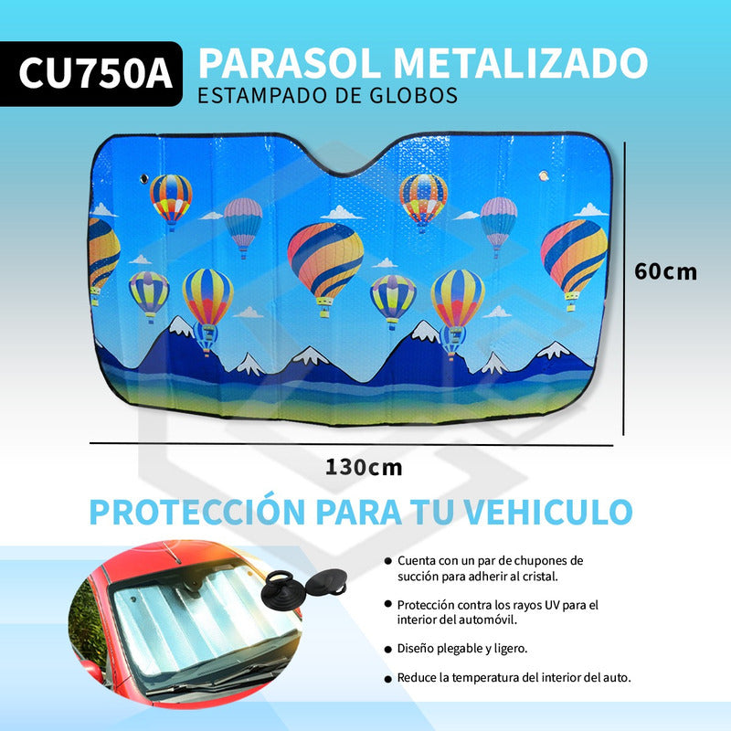 Cubresol Parasol Auto Metalizado Con Chupones Varios Modelos