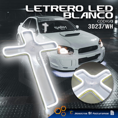 Figura Cruz Led Luz Neon Parabrisas Chupón Grande 26cm 12v