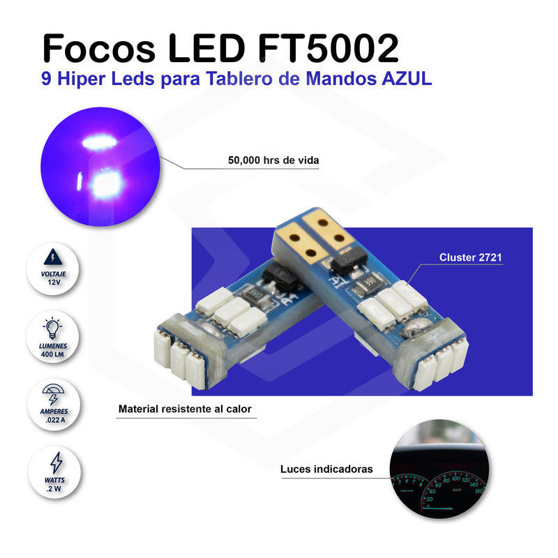 Kit 10 Focos De Pellizco T5 9 Hiper Leds Cluster 2721 1w 12v