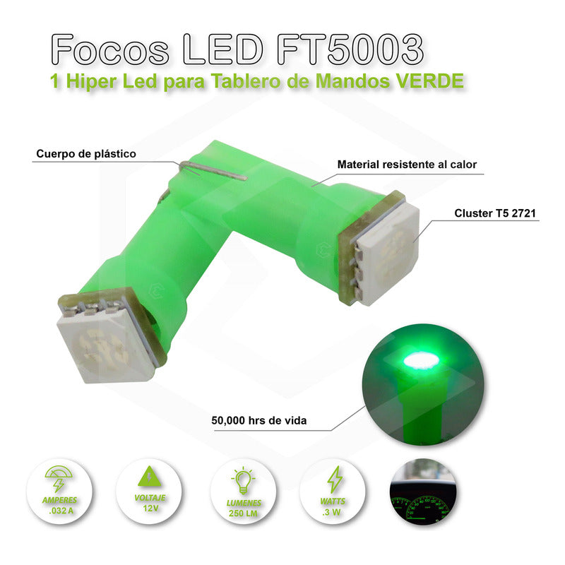 10 Focos Led Tablero De Mandos Cluster T5 2721 12v 7 Colores