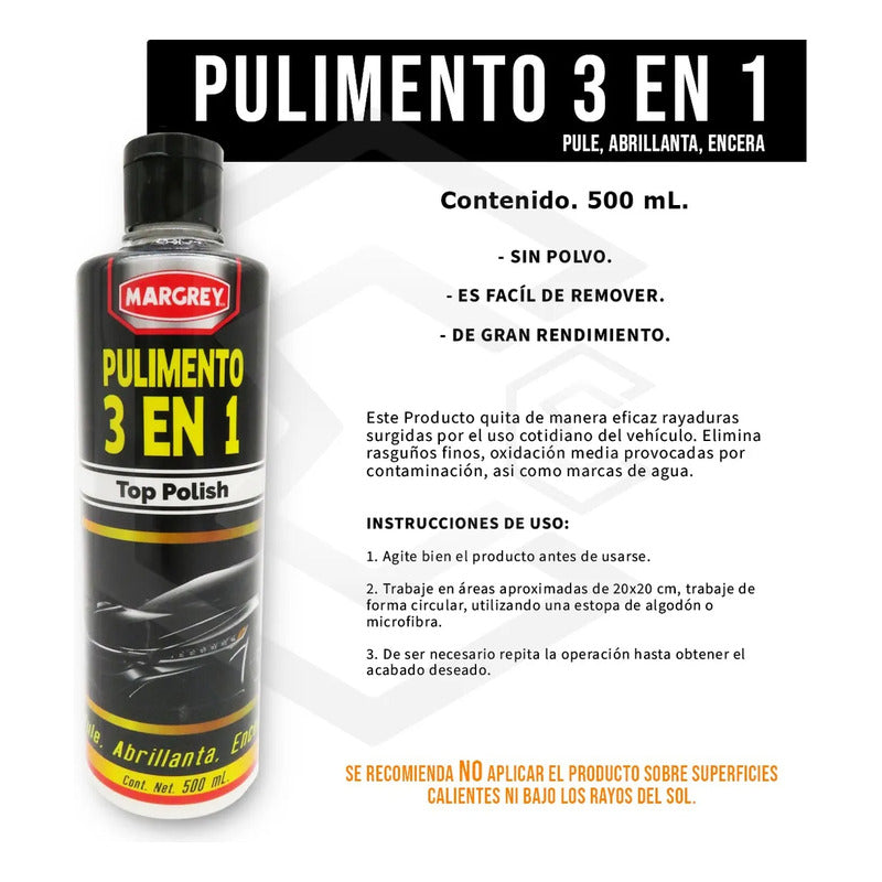 5abrillantador, Cera Y Pulimento 3 En 1 Polish Margrey 500ml