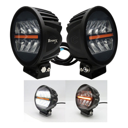 Par Faros Redondo 8 Leds Bicolor Rzr Can Am Atv 35.5w 12-24v