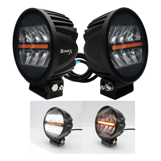 Par Faros Redondo 8 Leds Bicolor Rzr Can Am Atv 35.5w 12-24v