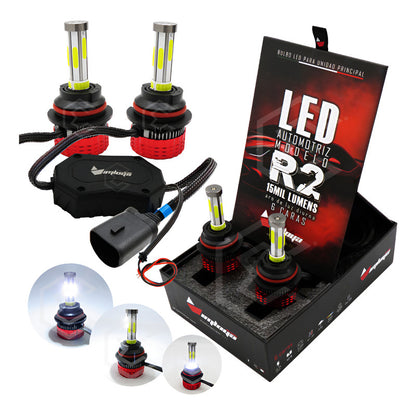 2 Focos Led 9004 Ventilador Alta Y Baja Aro 15,000lm 12-24v 9004