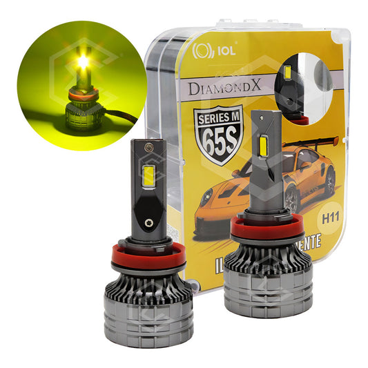 2 Focos 12led Csp Ambar H11 M65s Ventilador Alta Baja 31.4w H11 Ambar