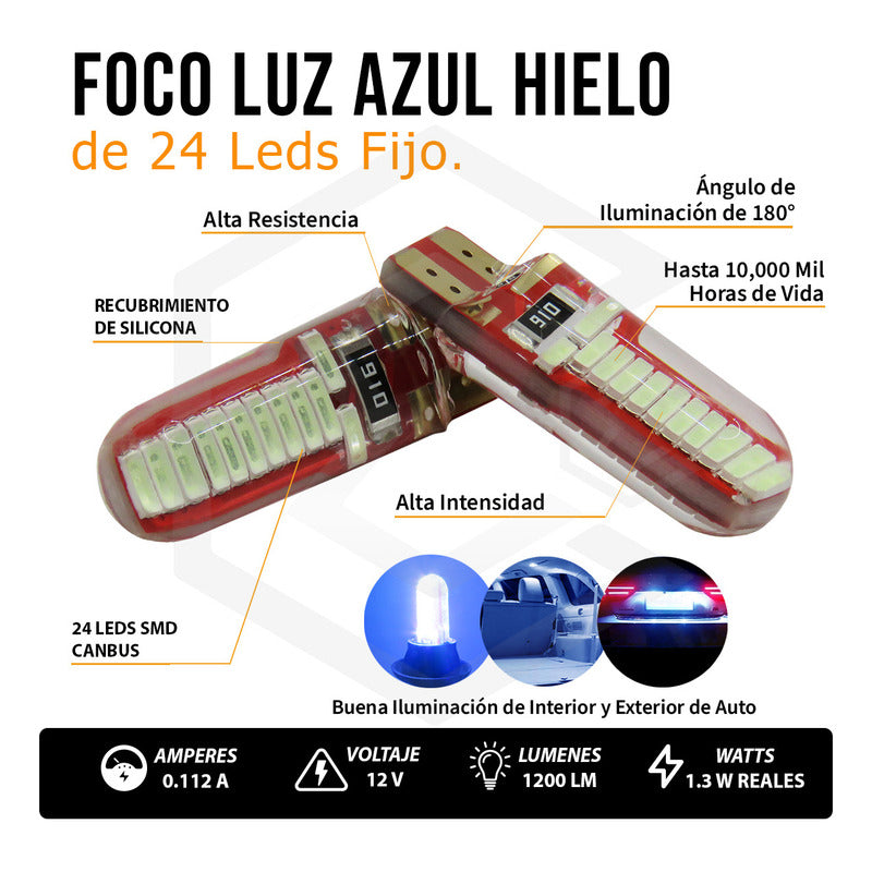 Kit 10 Focos De Pellizco T10 W5w 24 Leds Canbus 12v Fijo