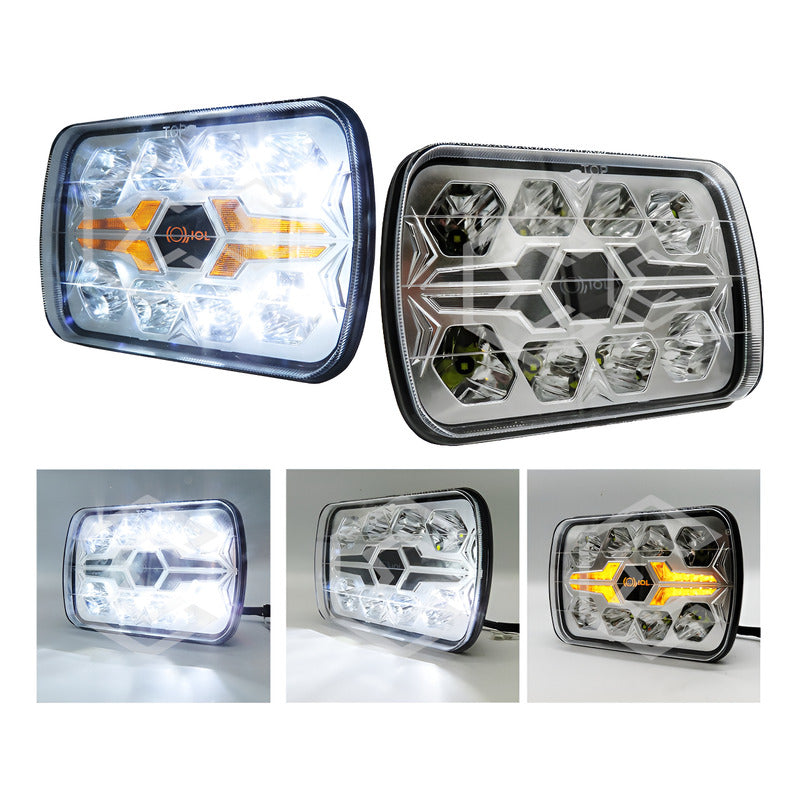 Par De Faros Unidad 5x7 32 Leds Blanco-ámbar Baja Alta 9-30v