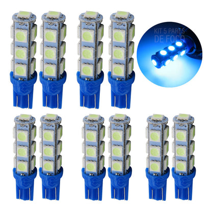 Kit 10 Focos Pellizco 13 Leds 5050 T10-158 Cuartos Stop 12v