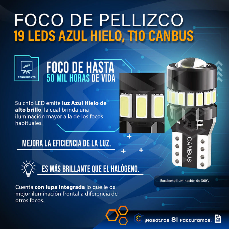 Par De Focos De Pellizco 19 Leds T10 Canbus Lupa 2.4w 700lm