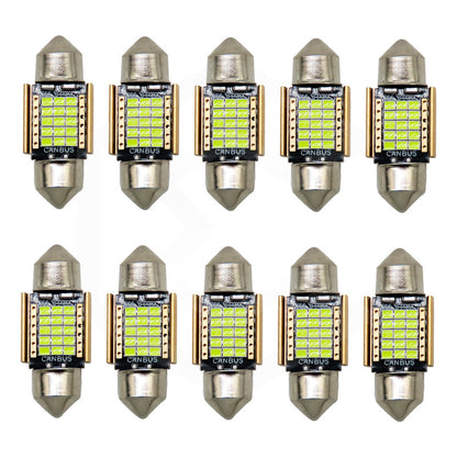 Kit De 10 Focos Interior 27 Leds Canbus 31mm 36mm 39mm 41mm