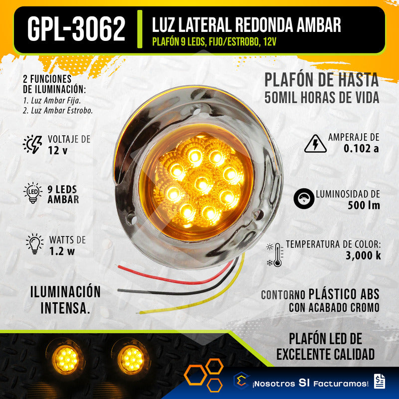 10 Plafon 9 Led Redondo Bisel Cromo 2'' Fijo Estrobo 12-24v