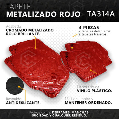 Tapete Metalizado Auto Juego De 4 Piezas Color A Elegir