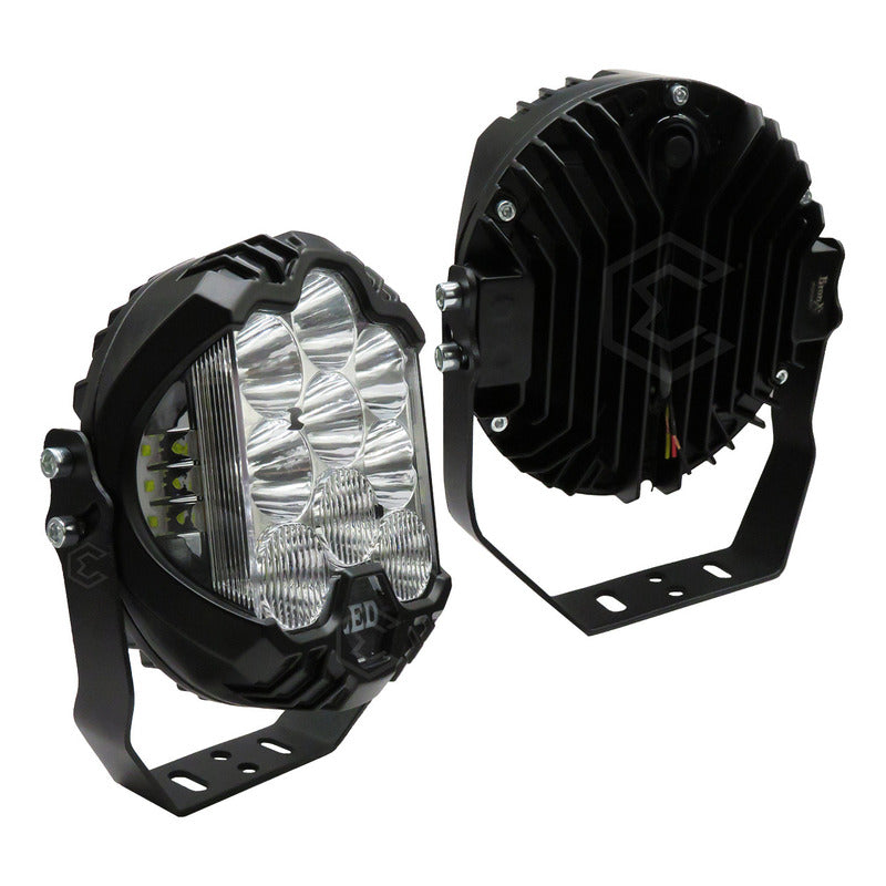 Par Faros Redondos 35 Leds 23,000 Lm Fijo Estrobo 6'' 12-24v