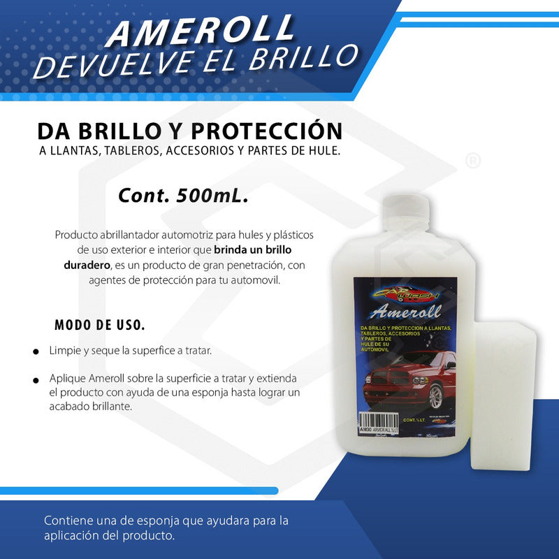 3 Abrillantador Protección Hule Plástico Cn 2 Esponjas 500ml Blanco