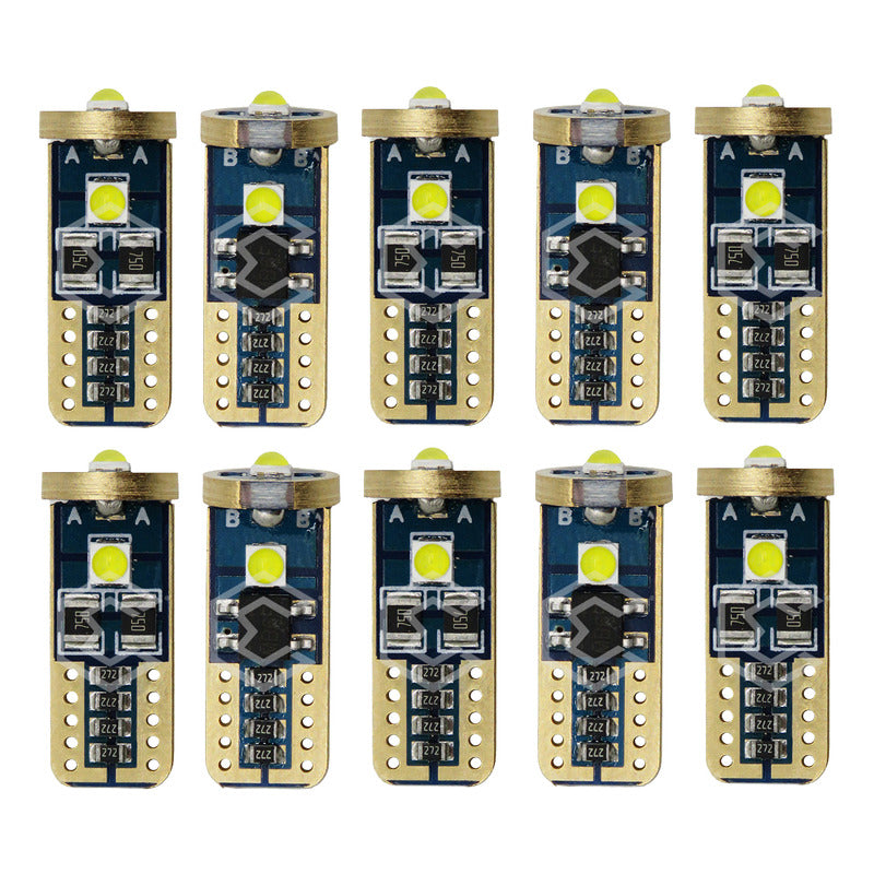 Kit 10 Focos Pellizco T10 Canbus 3 Leds Premium 1,700lm 12v